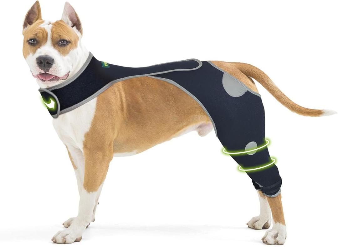 Dog Licking Sleeve Back Leg, Dog Recovery Sleeve, Dog Recovery Suit Prevents Licking, Dog Rear Leg Brace Protects Wound, Prevents Skin Damage, Dog Cone Alternative, with Reflective Material- S