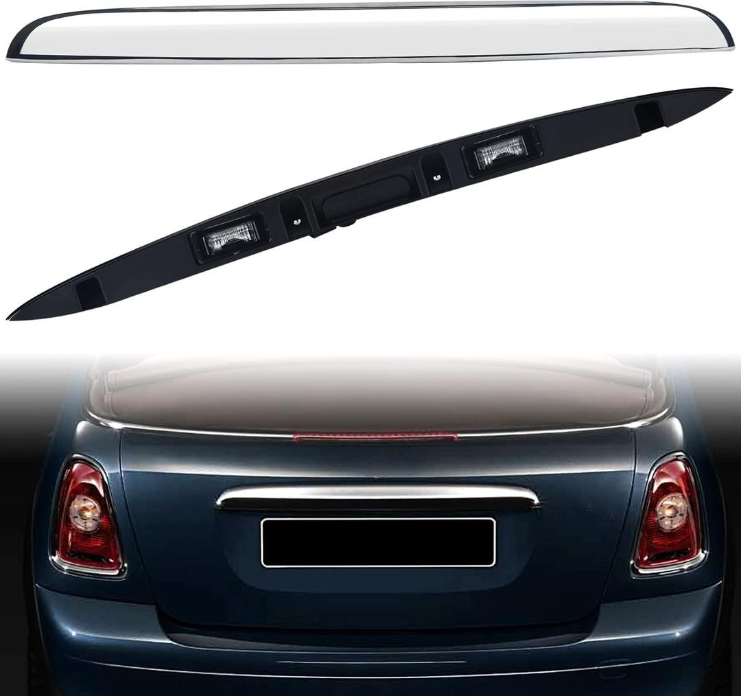 Chrome Rear Trunk Hatch Handle with Lamp, Tailgate Trim Lid Trunk Liftgate Pull Handle Compatible with BMW Mini Vehicle 2005-2015 Cooper R56 R57 Series, Replace #51132753603 - Backhatch Release Handle