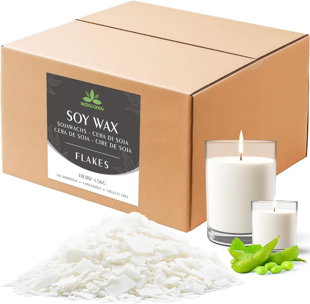 Soy Wax Flakes, Waxcanpy Natural Candle Wax, Organic Soy Wax for Candle Making from Farm, No Additives, Harmless and Pure (10lb)