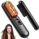 Go Brush Pro 2026, Cordless Hair Straightener Brush, Mini Hair Straightener with 4 Temperature Settings, Portable Hair Straightener Brush with MCH Heating and Ionic & Ceramic Care for Women (Black)