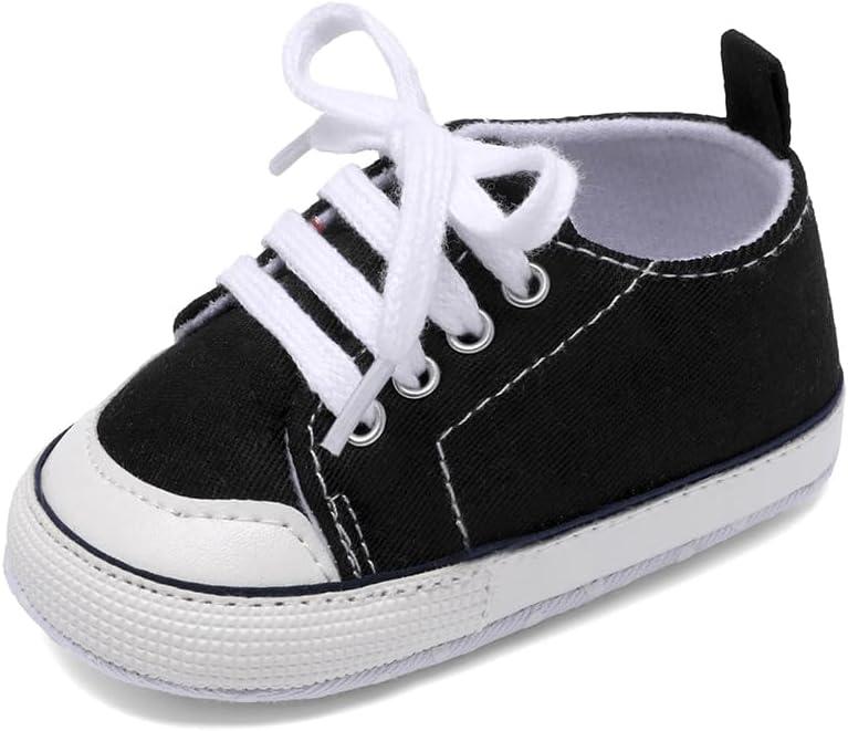 Baby Shoes,Infant Boys Girls Non-Slip Soft Sole Lightweight Sneakers,Unisex First Walking Shoes for 6-12 Months Toddler (A1/Black)