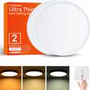 2Pack 15.8Inch LED Flush Mount Ceiling Light Fixture,32W 3200LM, Dimmable CCT 3000K/4000K/5000K,Round Flat Panel Light for Bedroom,0.7Inch Thin Modern Low Profile Ceiling Lights for Hallway,Kitchen
