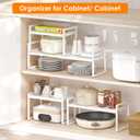 DOLALIKE Expandable Kitchen Countertop Organizer, Stackable Cabinet Shelf Organizers, Space Saving Spice Rack Pantry Storage for Bathroom Office Organization (White, 1-Tier)