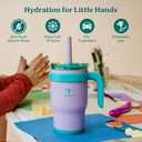 REDUCE 14 Oz Coldee Kids Tumbler with Lid and Straw - Coldee Insulated Travel Mug - Spill-Proof, Sweatproof Stainless Steel, BPA-Free - Includes Handle, Reusable Silicone Straw - Unicorn Magic