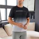 SOLY HUX Short Sleeve Shirts for Men Ombre Graphic Tops Crewneck T-Shirts Classic Tees (XL, Black)