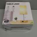 Table Lamp for Bedroom Set of 2, Bedside Lamps with 3 Color Temperatures Night Light, Lamp for Night Stands with AC Outlet and Square Shade, Pull Chain Small Desk Lamp for Living Room Home Decor (15 inch)