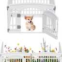 Pet Playpen with Door Dog Playpen Foldable Puppy Playpen for Puppies and Small Dogs 4-Panels Easy Assemble Easy Storing for Indoor and Outdoor, Garden Fence, Garden Border Fence (4 Panels)
