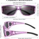 URUMQI Polarized Sunglasses Fit Over Glasses for Men Women, Wraparound Sunglasses UV400 Protection for Driving Fishing, A03 Transparent Purple Frame/Grey Lens