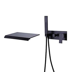 Artbath Shower Tub Faucet Wall Mounted Bathtub Filler for Bathroom Waterfall Spout Tub Faucet with Hand Shower Spray Matte Black