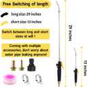 29'' Sprayer Wand Replacement, 1/4" & 3/8" Brass Barb Universal Stainless Sprayer Wand with Shut off Valve, Adjustable Watering Wand with 2 Hose Clamps & 1 Tape