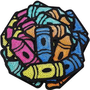 Lyrow 15 Pcs Crayon Iron on Clothes Patch with Sequin School Teacher Embroidered Iron on Patches for Teacher Student Jean Jacket Backpack Gift for Term Begins