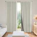 Joydeco Blackout Curtains for Bedroom - 90 Inch Long 100% Light Blocking 2 Panels Light Beige Drapes, Thermal Insulated Room Darkening Curtains, Linen Textured for Living Room, Rod Pocket & Back Tabs