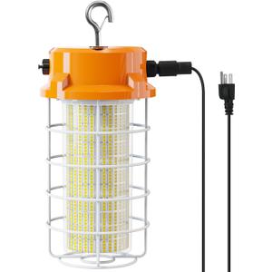 150W LED Temporary Work Light 22500lm 5000K Construction Lighting Temp Light High Bay Fixture, Hanging Temporary Work Lights with Stainless Steel Safety Guard Sturdy Hook for Mine Workshop Jobsite