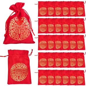 Winlyn 32 Pcs Chinese Lucky Bags Red Fu Good Luck Bags Decoration for Asian Vietnamese Tet Wealth Health Success Chinese Lunar New Year 2026 Year of the Horse Decor