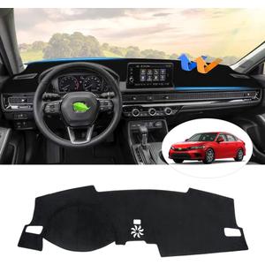Karltys Dashboard Cover Mat for Honda Civic 2025 2024 2023 2022, Anti Glare Dash Cover Mat for 11th Gen. Civic Accessories, Non-Slip Flannel Dash Pad Sun Shade Dashboard Protector