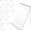 trophable 12PACK Acrylic Book Stand, 4x5 Inch Clear Book Display Easel Clear Acrylic Holder for Displaying PictureNotebooks,Music Sheets Artworks,CDs (Clear 3mm/Thick)