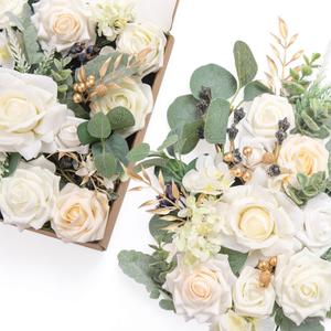 Ling's Moment White Flowers Artificial, Ivory & Cream Fake Flowers Eucalyptus Greenery Combo Box Set for DIY Wedding Bridal Bouquet, Centerpieces, Home Decor, Floral Arrangement Decor, etc. (Grand) Ling's Moment White Flowers Artificial, Ivory & Cream Fake Flowers Eucalyptus Greenery Combo Box Set for DIY Wedding Bridal Bouquet, Centerpieces, Home Decor, Floral Arrangement Decor, etc. (Grand)