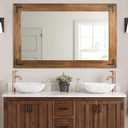YOSHOOT Rustic Wooden Framed Wall Mirror, Natural Wood Bathroom Vanity Mirror for Farmhouse Decor, Vertical or Horizontal Hanging