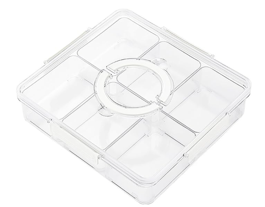 Platters Plastic Divided Serving Tray Large Capacity with Lid Food Compartment Organizer for Desserts Seasonings