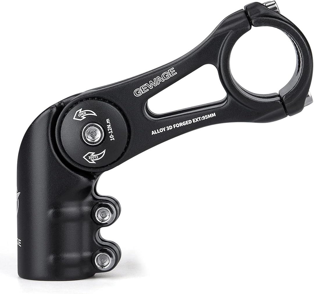 GEWAGE Bike Stem - 130 Degree Adjustable Bicycle Stem- 75mm 90mm 130mm Handlebar Stem Riser for 31.8(1-1/4") Handlebars, Suitable for Most of Mountain Bike, Road Bike, BMX (XT-A825D-95)