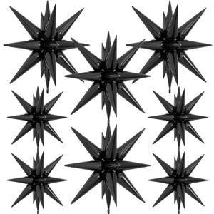 8Pcs Star Balloons, Explosion StarBalloons One-Piece 14 Point Black Foil Balloon 22 Inch 4D Spike Mylar Balloon for Graduation Wedding Anniversary Backdrop Birthday Party Decorations