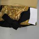 VitalCozy 4 Panels Backdrop Curtains 2 Pcs 4 x 10 ft Sequin Glitter 2 Pcs 7 x 10 ft Chiffon Photo Background Curtains for Graduation Wedding Birthday Party Decorations(Black, Gold)