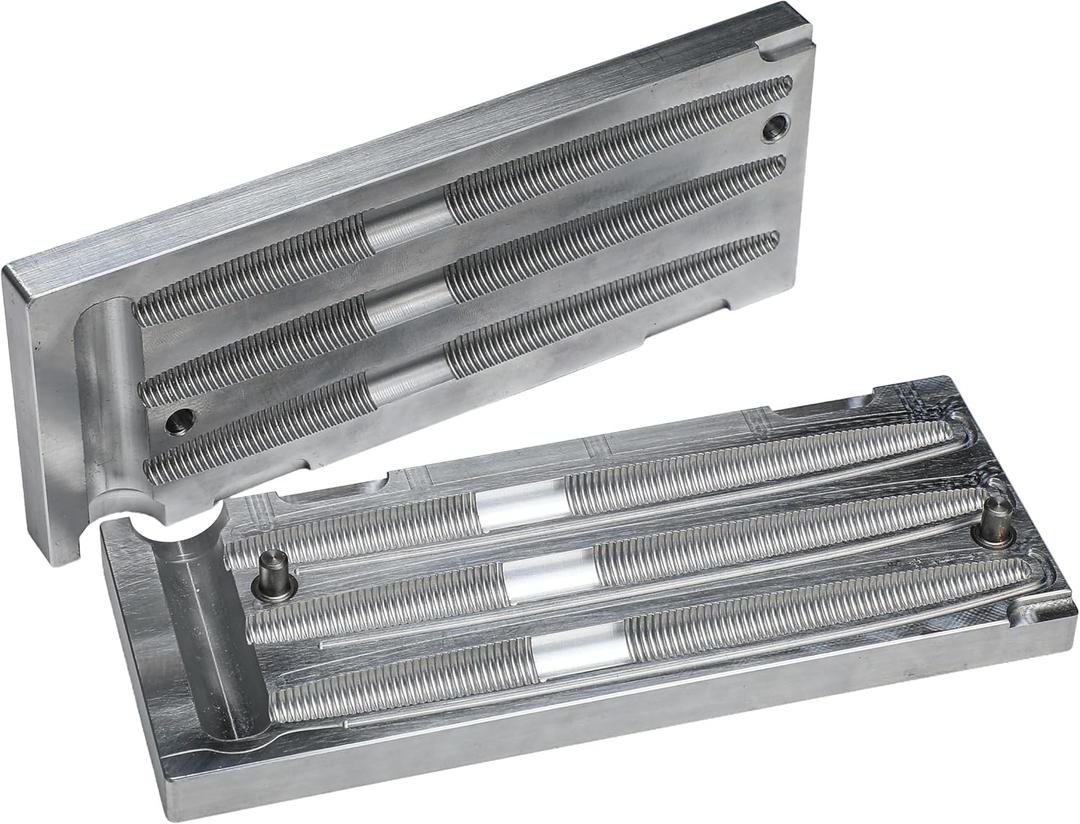 Soft Plasti Mold Lure Making Injection Molds Fishing Lures Aluminum Quality Soft Plastic Molds Bait Making Injection Mold for Anglers Fishing Lovers (5'', 3 Cavity)