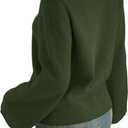 Yousify Womens V Neck Oversized Sweaters Long Sleeve Knit Pullover Trendy Casual Chunky Sweater (Medium, Army Green)
