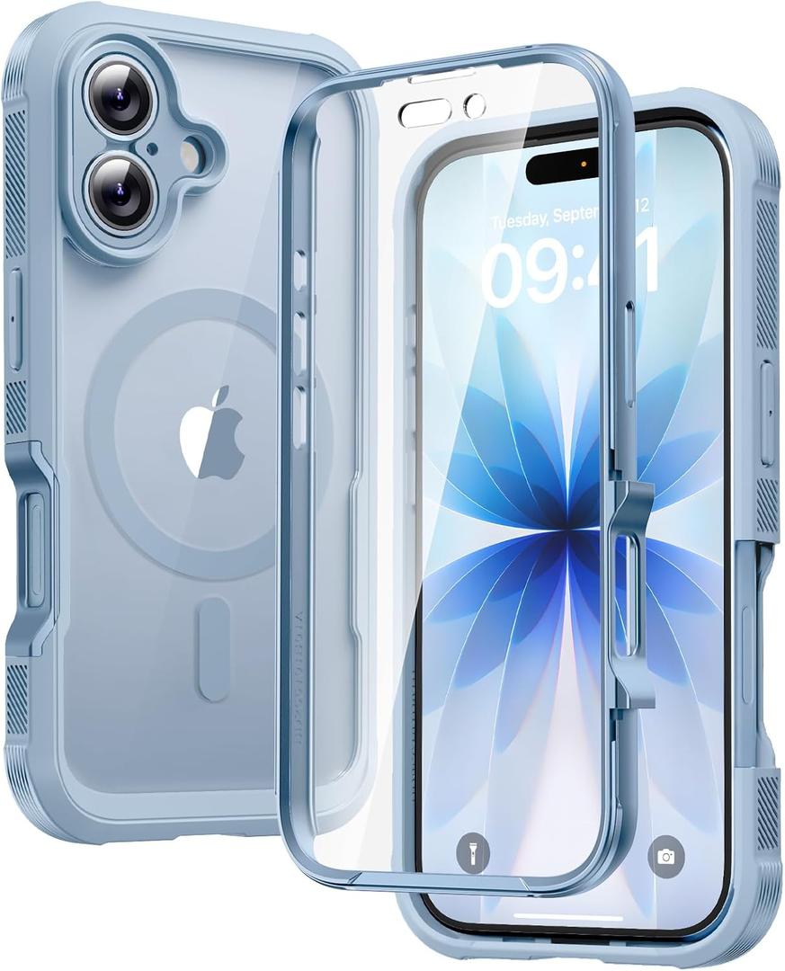 Diaclara Magnetic Designed for iPhone 17 Case 6.3 Inch Full Body Bumper,[Compatible with MagSafe] Military Drop Proof Cover with Built-in Touch Sensitive Anti-Scratch Screen Protector Blue