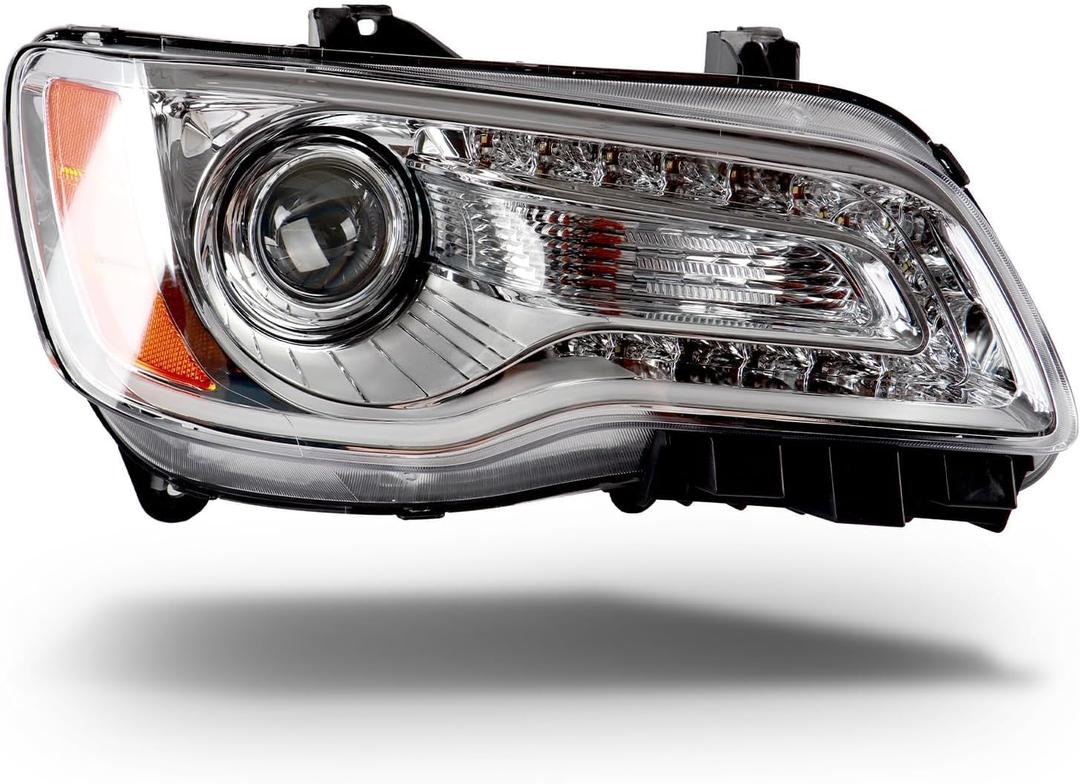 Headlights Assembly Compatible with 2012-2014 Chrysler 300,Headlamp Chrome Bezel Passenger Side Replacement CH2503231 68143002AC