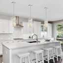 Chrome Pendant Lights Kitchen Island 3 Pack, Mini Crystal Chandeliers, Modern Pendant Lights Ceiling Lighting Fixtures for Kitchen Island, Dinning Room, Bedroom