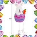 Lulu Home Easter Bunny Figurines, 2 Pack Resin Easter Egg Bunny Shelf Sitters with Dangling Legs, Modern Statue Easter Sculpture for Tabletop Centerpieces Window Sill Decorations
