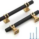 10 Pack 3-3/4 inch Black & Gold Cabinet Handles Square Zinc-Alloy Pulls for Kitchen Dresser Closet and Bathroom Cabinets Hardware