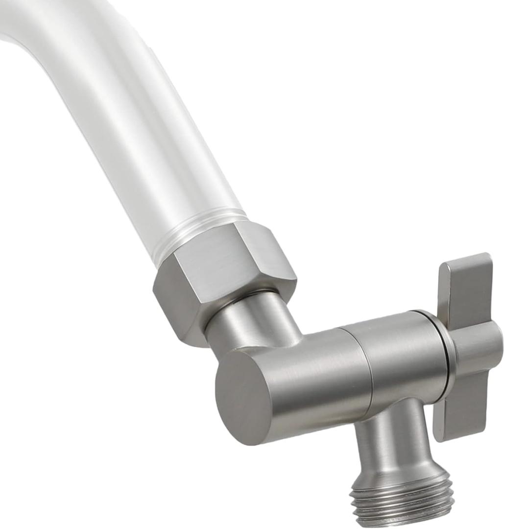 All Metal Shower Angle Adapter, Adjustable Shower Head Extension Adapter, Solid Brass Shower Head Elbow,Adjust Angle to Upgrade Shower Experience,Universal Connection (Brushed nickel)