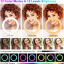STALLY 10.2" Ring Light with Stand, 75" Tall Ring Light with Phone Holder and Wireless Remote, 12 Dimming Levels, 32 Color Modes Selfie Light Tripod for iPhone, Live Stream, Makeup, YouTube, TikTok