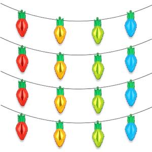 Big Christmas Light Bulb Foil Balloons Giant Mylar Balloon for Xmas Birthday Party Decorations Supplies Red Yellow Green Blue 16 Pcs