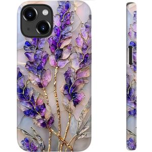 bemal for iPhone 15 Plus Case Cute,Aesthetic Vintage Purple Lavender Girly Shell,Compatible with Magsafe,Trendy Unique Cool Retro Western Protective Slim Silicone Phone Cover for Women Girls