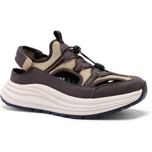 Men's Orthopedic Close Toes Hiking Sandals: Plantar Fasciitis Arch Support Adjustable Hook Loop Strap Athletic Sport Shoes, Comfortable Casual Camping Waterproof Summer Walking Sandals (9, W3-brown)