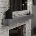 BoscoMondo Fireplace Mantel, Handcrafted Rustic from Solid Pine, Wall-Mounted Floating Farmhouse Shelf - 8x6x66 Ash Grey