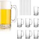 QAPPDA Beer Mugs Set,Glass Mugs With Handle 16oz,Large Beer Glasses For Freezer,Beer Cups Drinking Glasses 500ml,Pub Drinking Mugs Stein Water Cups For Bar,Alcohol,Beverages Set of 8 KTZB02