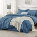Andency Full Size Comforter Set Sea Blue -7 Pieces Boho Tassel Bed in a Bag Soft Lightweight Bedding Sets, Fringe All Season Bed Set with Comforter, Sheets, Pillowcases & Shams