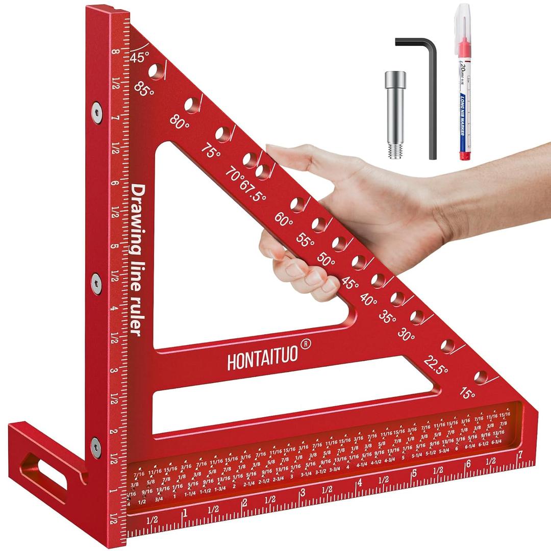 8.5 Inch Large Carpenter Square Multi-Angle Measuring and Marking & Creating Spacing Marks,15-90 Degrees Angle Marking Square,Marking Gauge