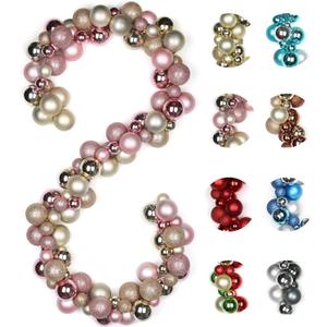 6 FEET Christmas Ball Garland Ornaments Shatterproof Xmas Hanging Balls Decorations for Home Indoor Outdoor Mantel Holiday Party Wedding Tree - Champagne Gold and Pink