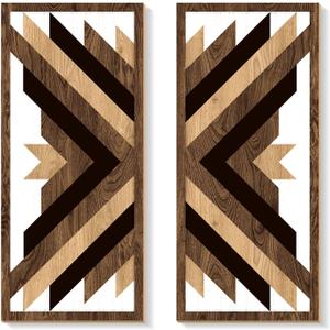 Zzbakress 2 Pcs Western Home Decor Aztec Wall Decor Native American Wall Sign Boho Western Wall Art Wooden Southwestern Decor Rustic Wall Decor for Home Bedroom Living Room (Style H)