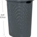Mind Reader 60L Slim Laundry Hamper, Clothes Basket, Lid, Wicker Style, Plastic, 17.65"L x 13.75"W x 24.15"H, Set of 2, Gray, 2-pack