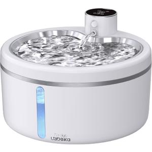Wireless Cat Water Fountain [with Stainless Steel Tray], 84oz/2.5L Pet Fountain for Cats Inside, Cat Fountain for Drinking with Motion Sensor, Ultra Quiet for Small Animals-[BPA-Free]