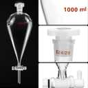QWORK 1000ml Heavy Wall Conical Separating Funnel with 24/29 Fitting and PTFE Stopcock + Laboratory Distillation Support Rack for Titration Extraction