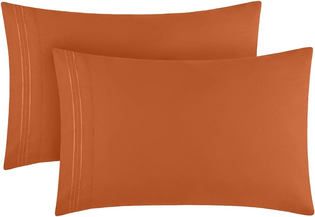 Mellanni Pillow Cases - Luxury, Extra Soft, Cooling Pillow Covers - 2 PC Iconic Collection Pillowcases - Envelope Closure (King 20" x 40", Terracotta)