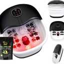 Collapsible Foot Spa Bath Massager with Heat Bubbles and Vibration Massage and Jets, 16oz Tea Tree Oil Foot Soak with Epsom Salt, Foot Bath Basin with Red Light & Remote - Black