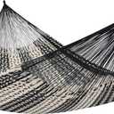 Sunnydaze Handwoven XXL Thick Cord Mayan Double Hammock for Outside - 625-Pound Capacity Heavy-Duty Outdoor Hammock - Black/Natural